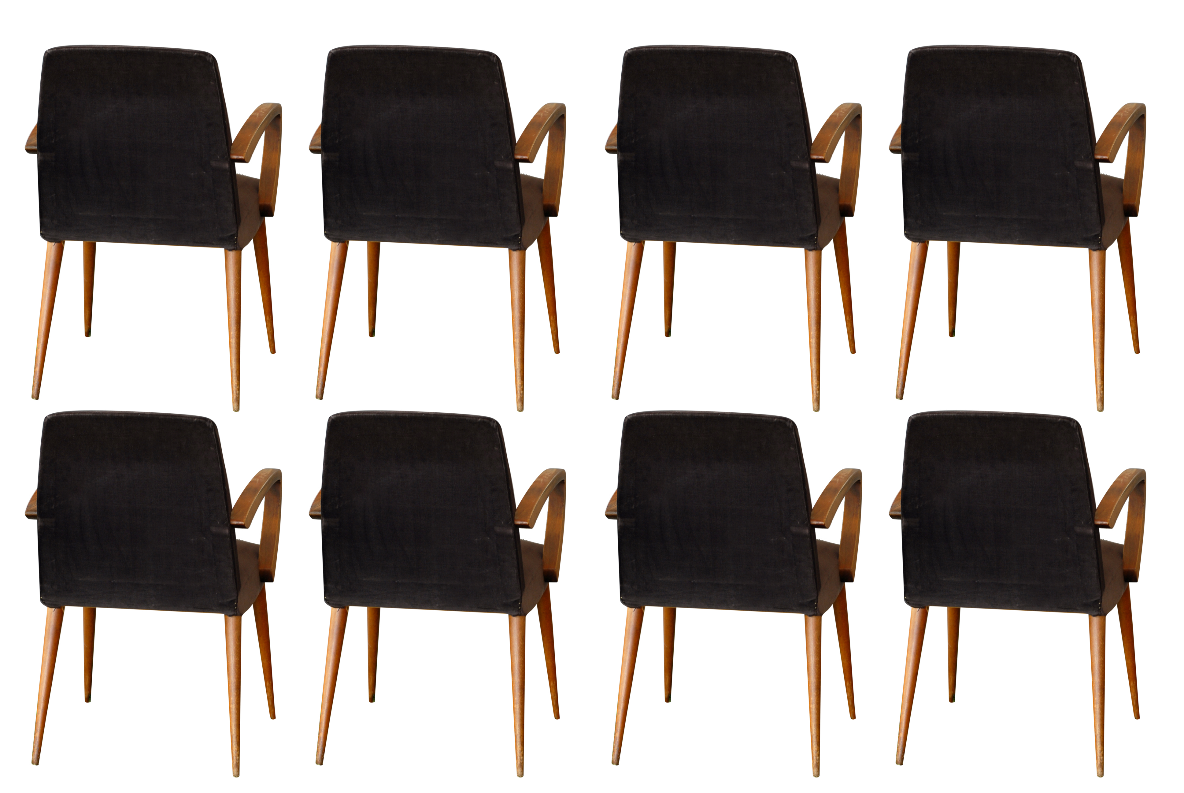 04 Set of 8 mid-century chocolate velvet dining chairs04