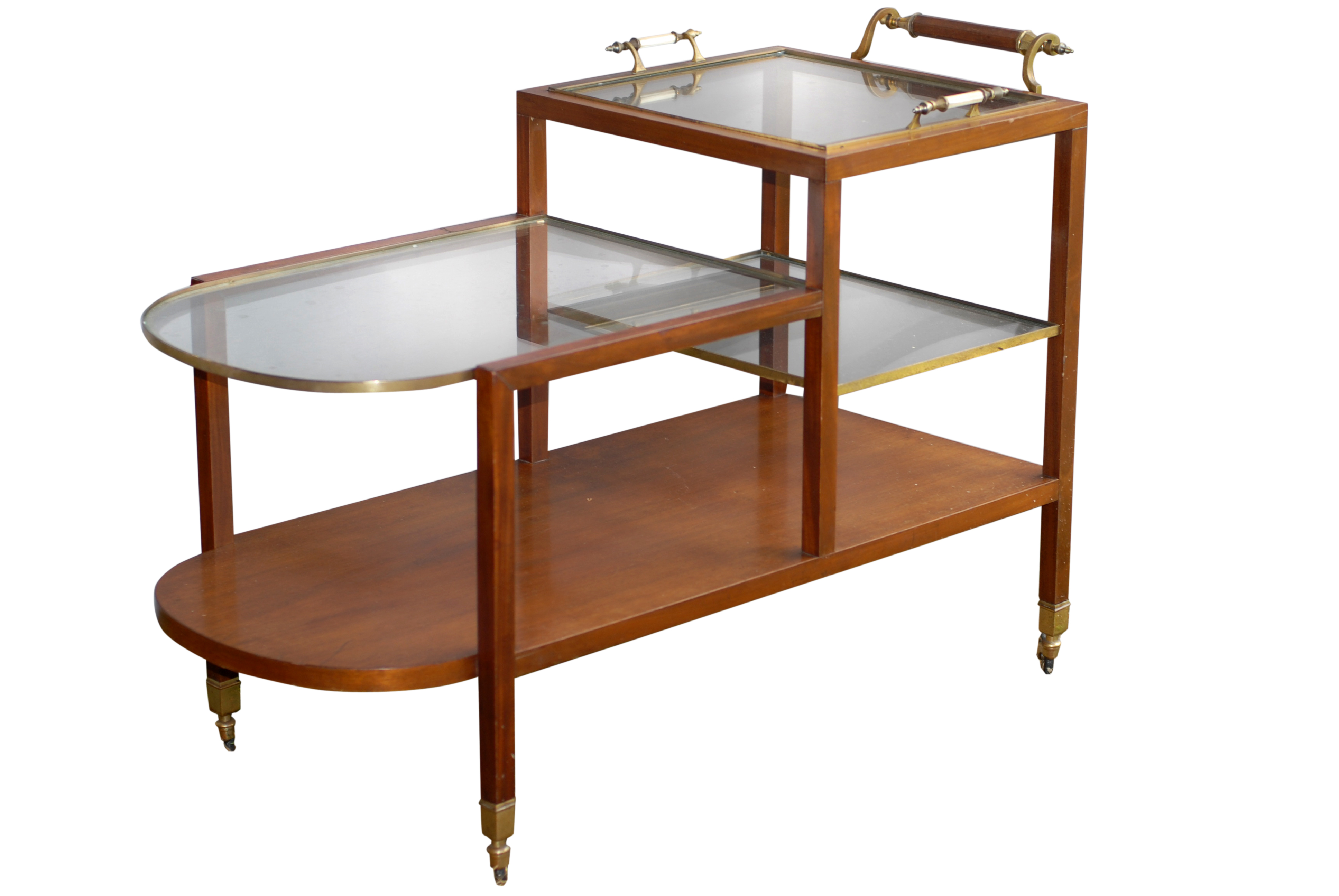 05 Art Deco side table w-ivory & brass handles