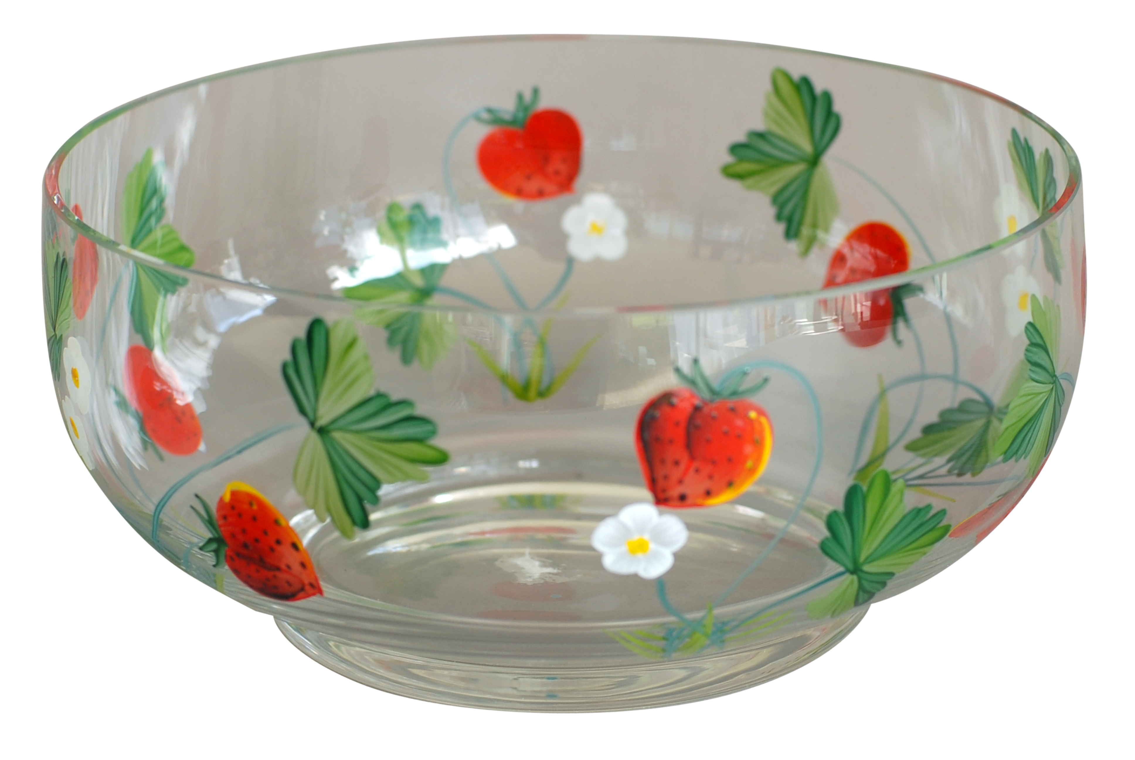 08 Glass bowl handpainted strawberry design