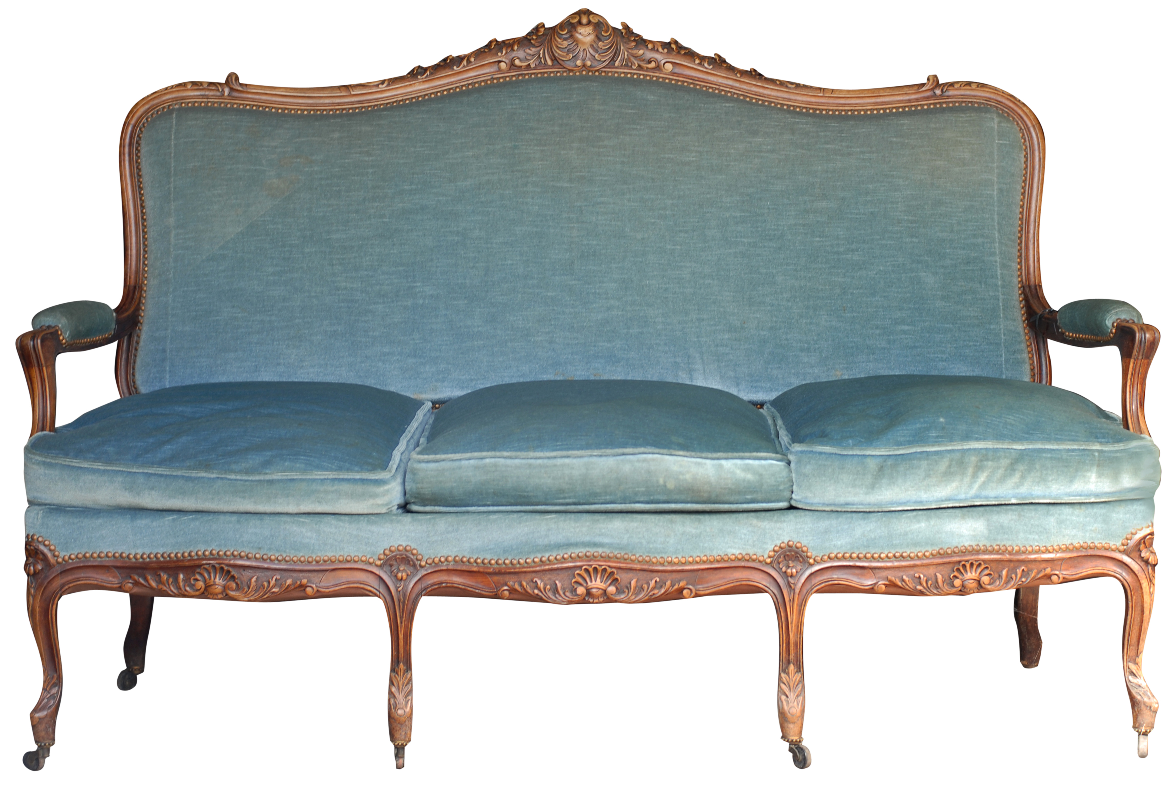 44 Blue French velvet sofa