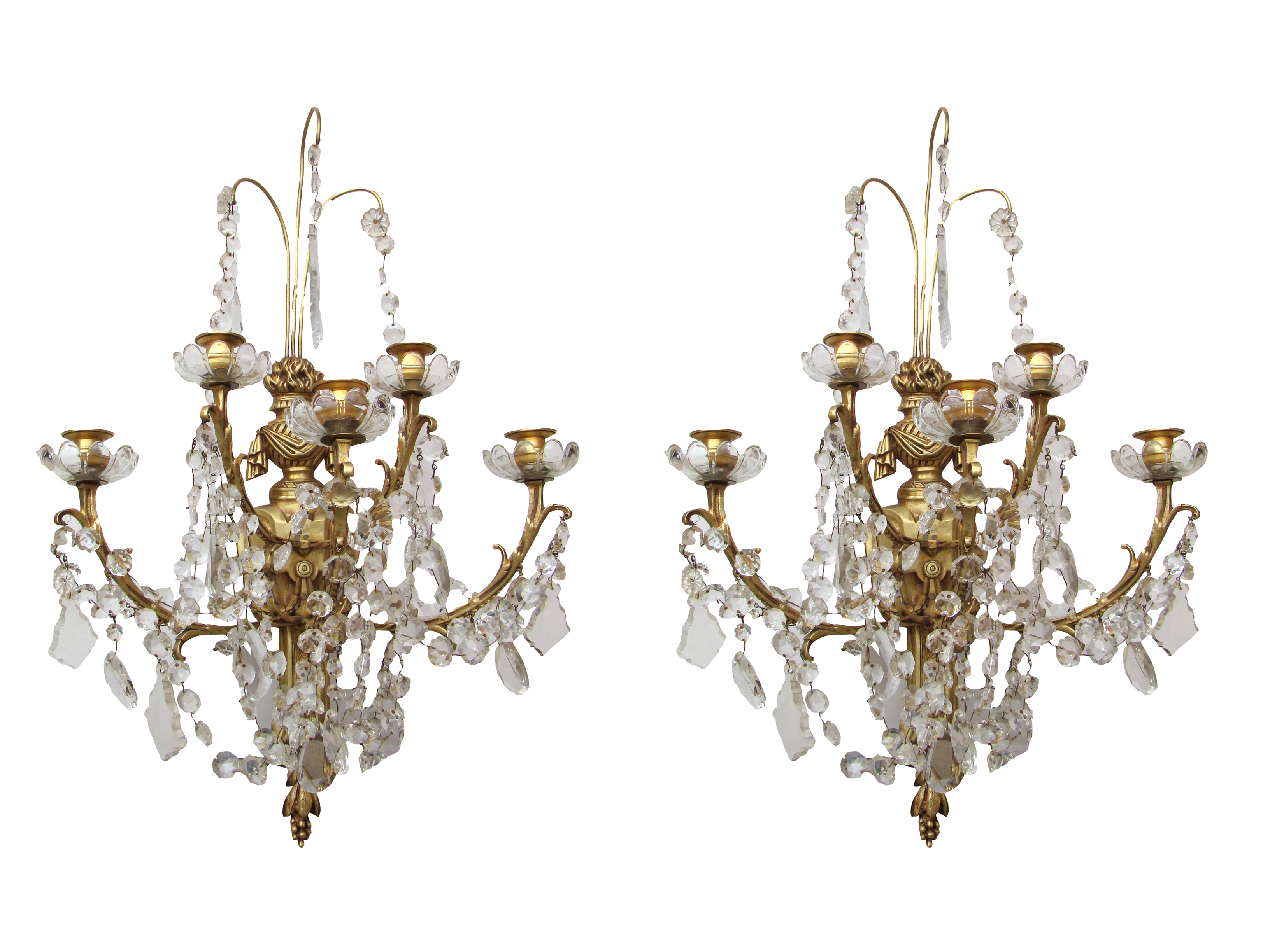 Pair of French crystal sconces2